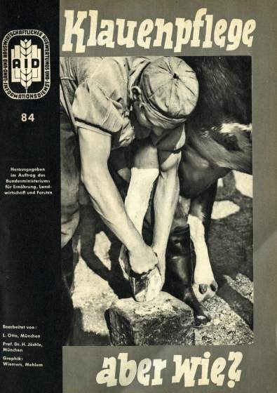 Historisches Bild 11: Titelbild: aid-Heft "Klauenpflege aber wie?" von 1953