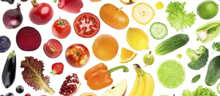 Obst und Gemüse angeschnitten