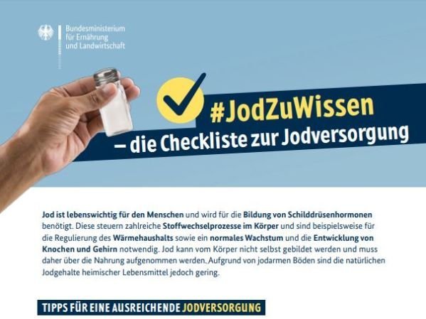 Das Bild zeigt die Checkliste des BMEL zur Jodversorgung. 