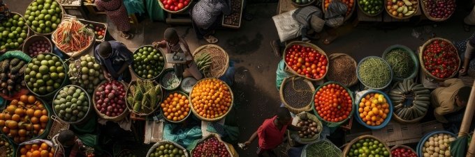 Exotischer Markt mit unterschiedlichstem Obst und Gemüse in Asien.