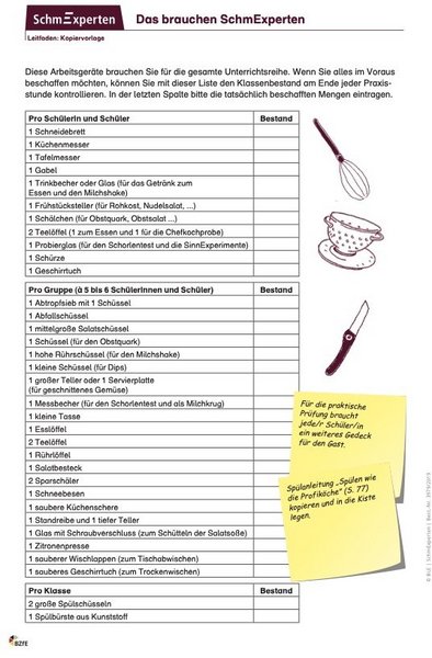 Checkliste Das brauchen SchmExperten.