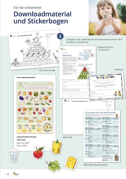 Materialübersicht des Feinschmeckerkurses Schmecken mit allen Sinnen.