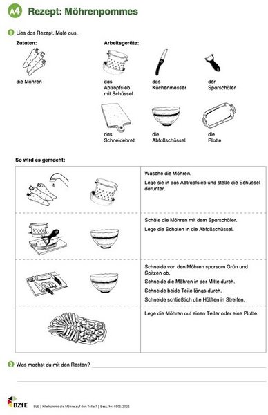 Arbeitsblatt aus dem Material Wie kommt die Möhre auf den Teller. 