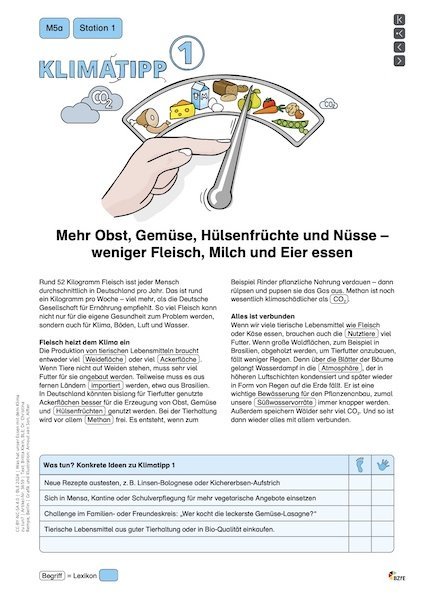Beispiel für einen Klimatipp aus dem Material.