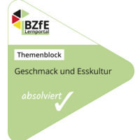 Digitales Badge zum Themenblock Geschmack und Esskultur.