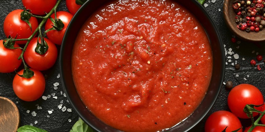 Tomatensoße im Topf. Artikel "Tomaten" öffnen.