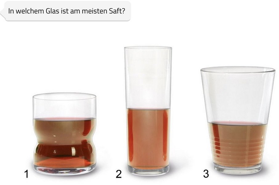 Drei Gläser mit Flüssigkeit als Startbild für ein Quizz. 