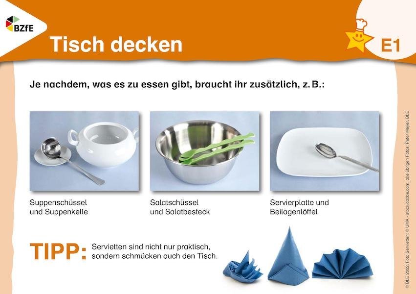 Karteikarte Tisch decken.