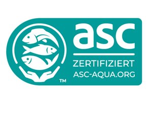 Grünes Logo mit dem Text asc und ASC-AQUA.ORG. Rechts ein stilisierter Fisch neben einem weißen Haken.