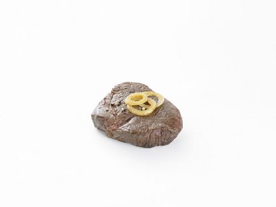 Es ist ein zubereitetes Stück Fleisch abgebildet.