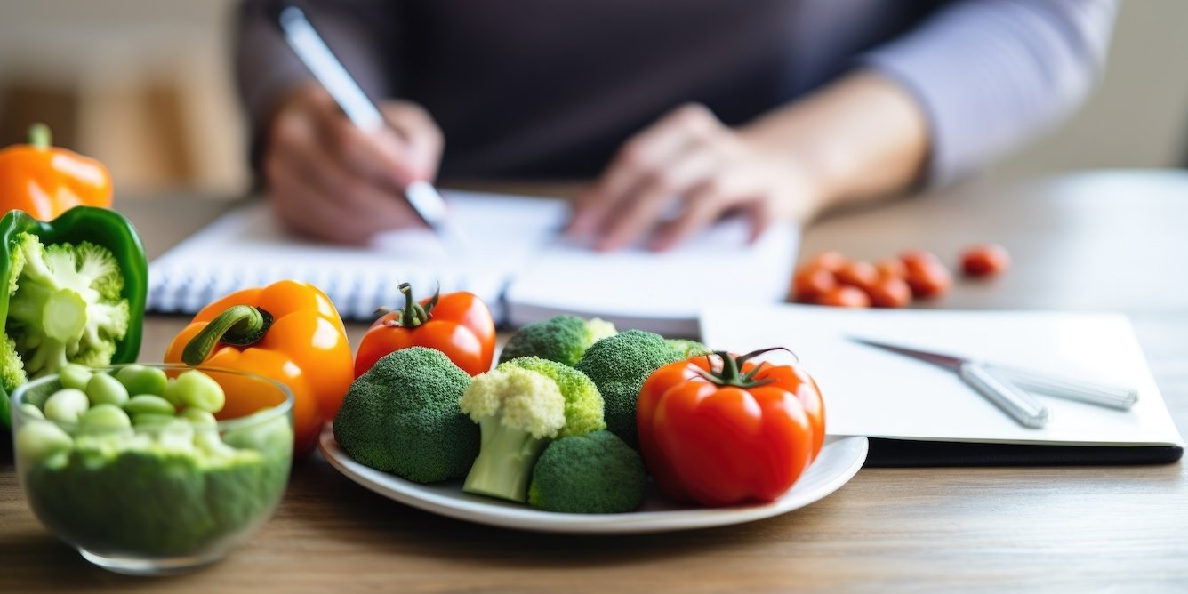 Das Titelbild des BZfE-Lernportals zeigt Rohkost auf einem Teller. Im Hintergrund ist verschwommen eine Person zu sehen, die schreibt.. Artikel "BZfE-Lernportal" öffnen.