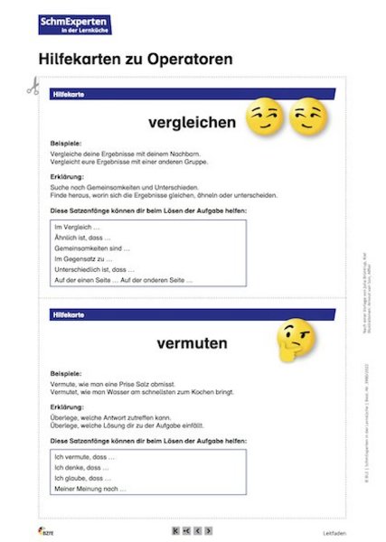 Beispiel für eine Hilfekarte.
