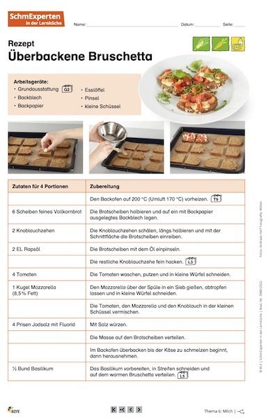 Rezept für überbackene Bruschetta.