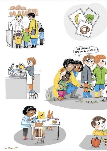 Illustrationen aus der Broschüre Den Essalltag mit Kindern gestalten.