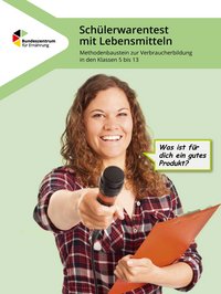 Titelseite des Materials Schuelerwarentest mit Lebensmitteln.