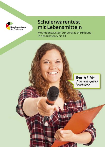 Titelseite des Materials Schuelerwarentest mit Lebensmitteln.