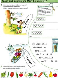 Das Arbeitsblatt Frisch und fruchtig durchs Jahr bahnt klimagesundes Handeln an.