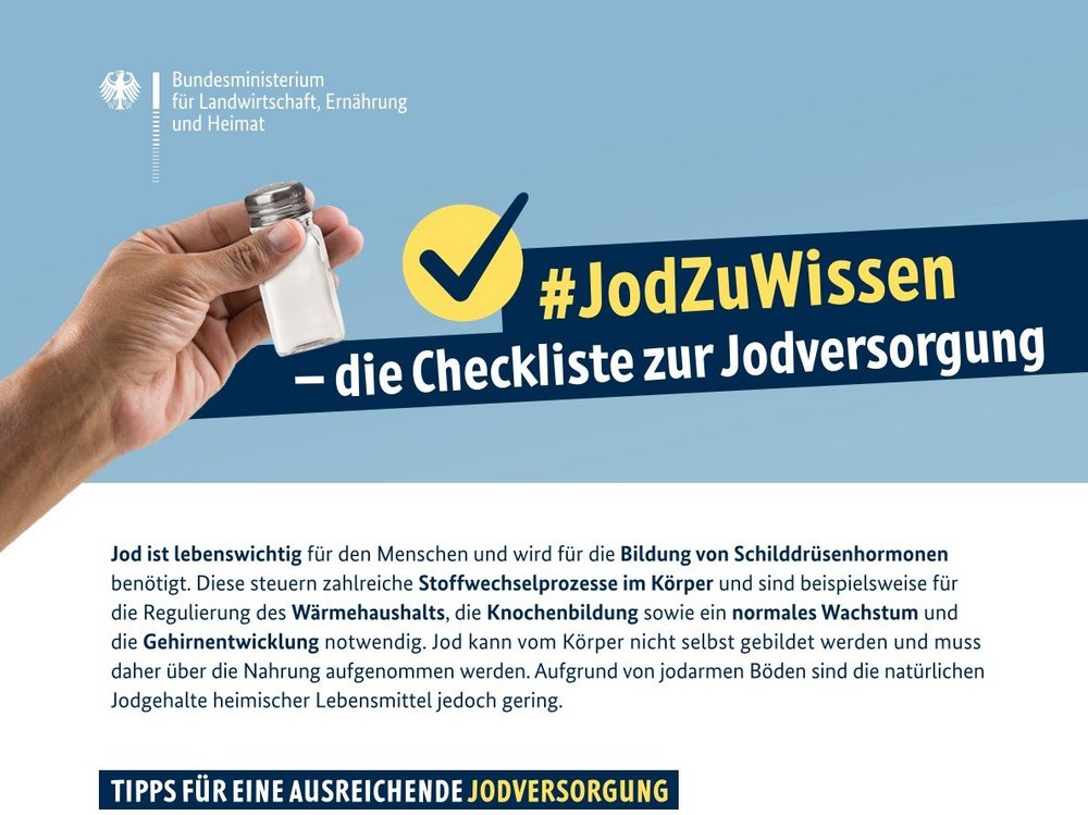 Die Checkliste enthält Tipps für eine ausreichende Jodversorgung.