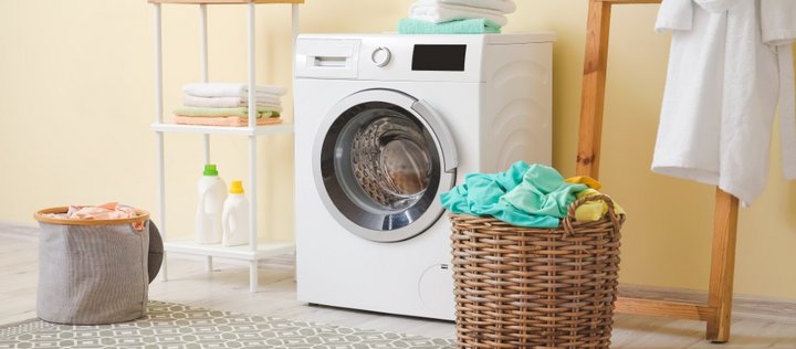 Waschmaschine mit Wäschekorb