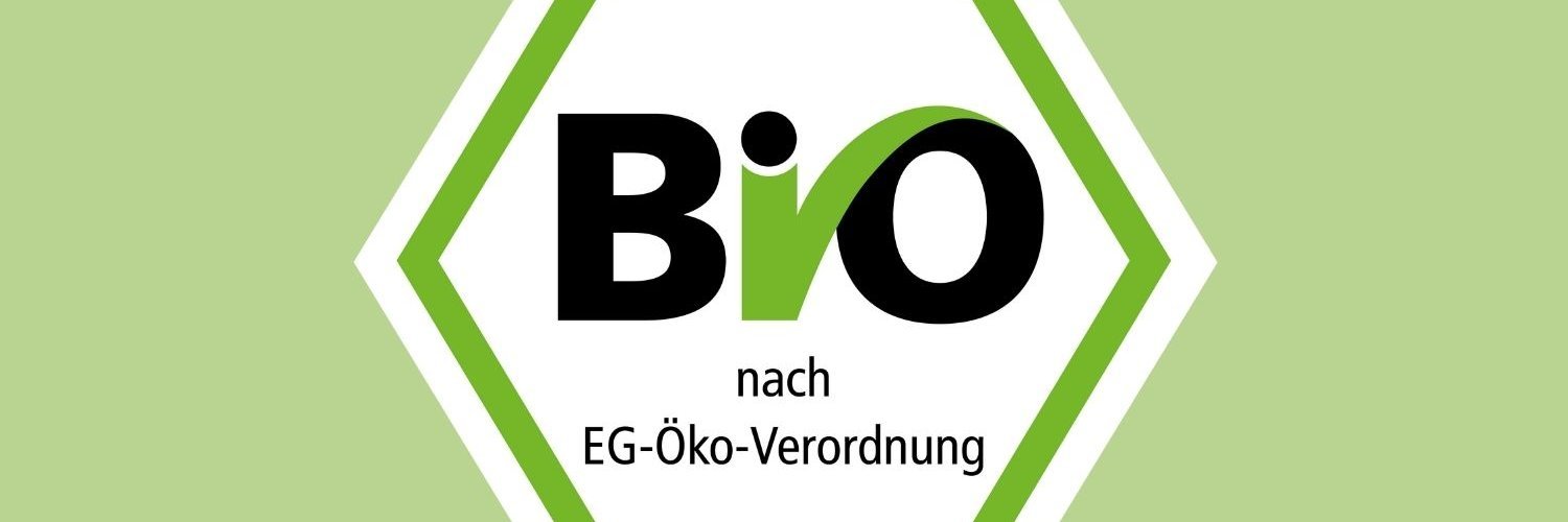 Das sechseckige Biosiegel auf hellgrünem Untergrund