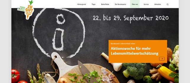 Screenshot von der Website über die Aktionswoche Lebensmittelwertschätzung