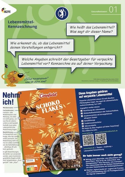 Impulskarte Lebensmittelkennzeichnung zum Qualitätsfächer.