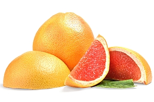 Grapefruit halbiert und geviertelt